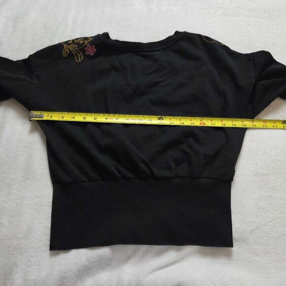 S By Anthropologie embroidered floral sweatshirt sweater in black - Picture 8 of 11